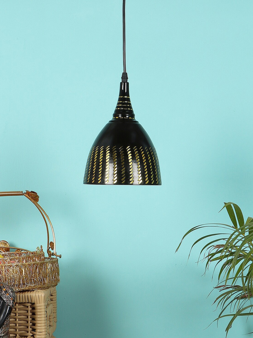 

MFD HOME FURNISHING Black Textured Ceiling Lamps