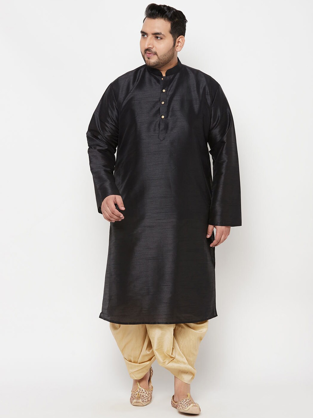 

VASTRAMAY Men Black Kurta with Dhoti Pants