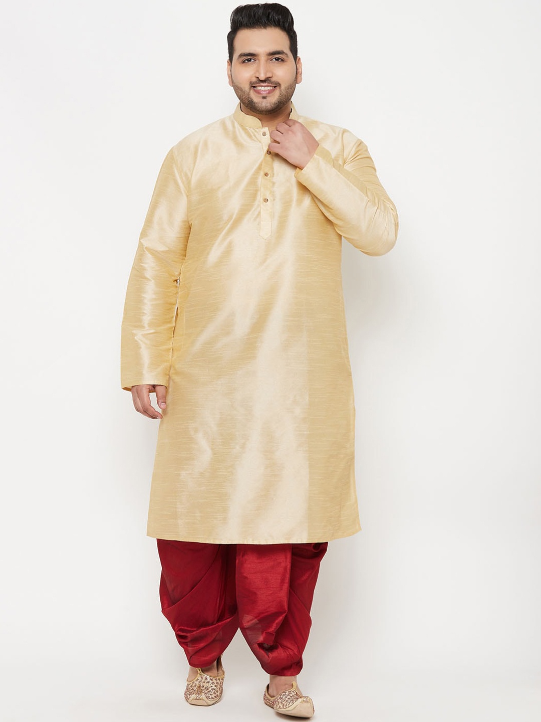 

VASTRAMAY Size Men Gold-Toned Kurta with Dhoti Pants
