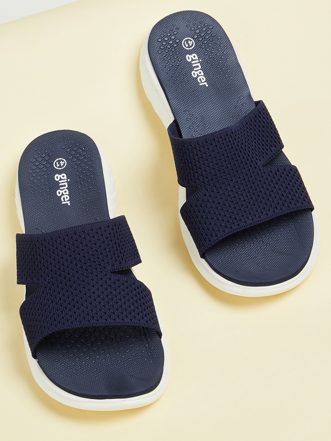 

Ginger by Lifestyle Women Navy Blue & White Sliders