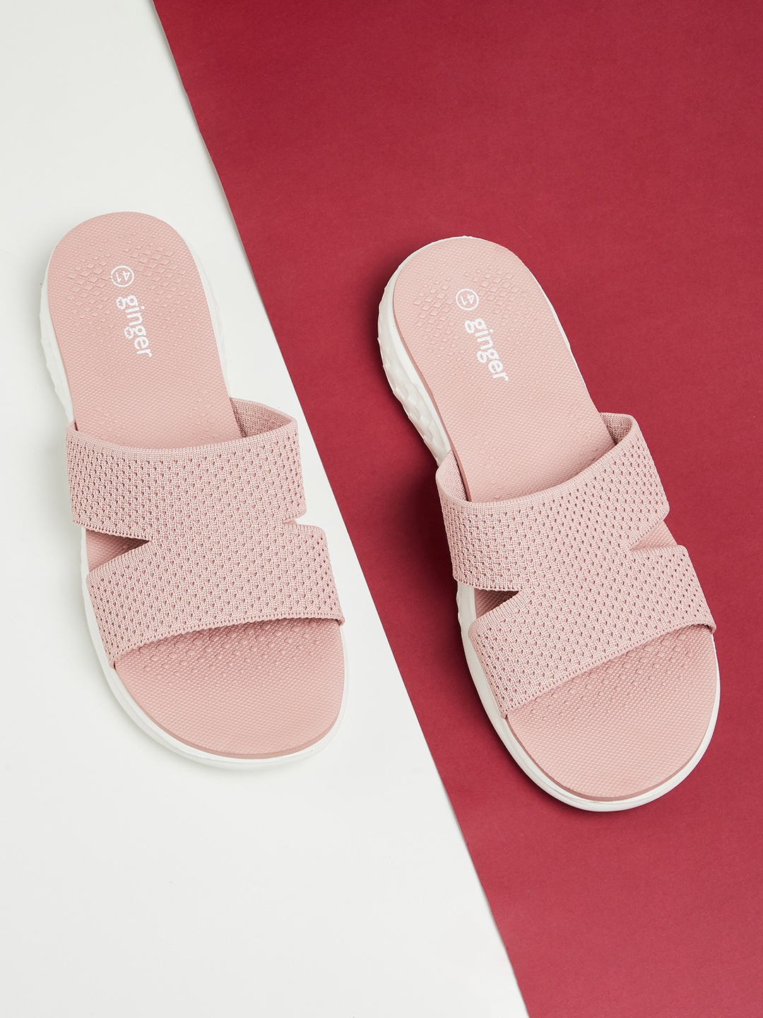

Ginger by Lifestyle Women Pink & White Sliders