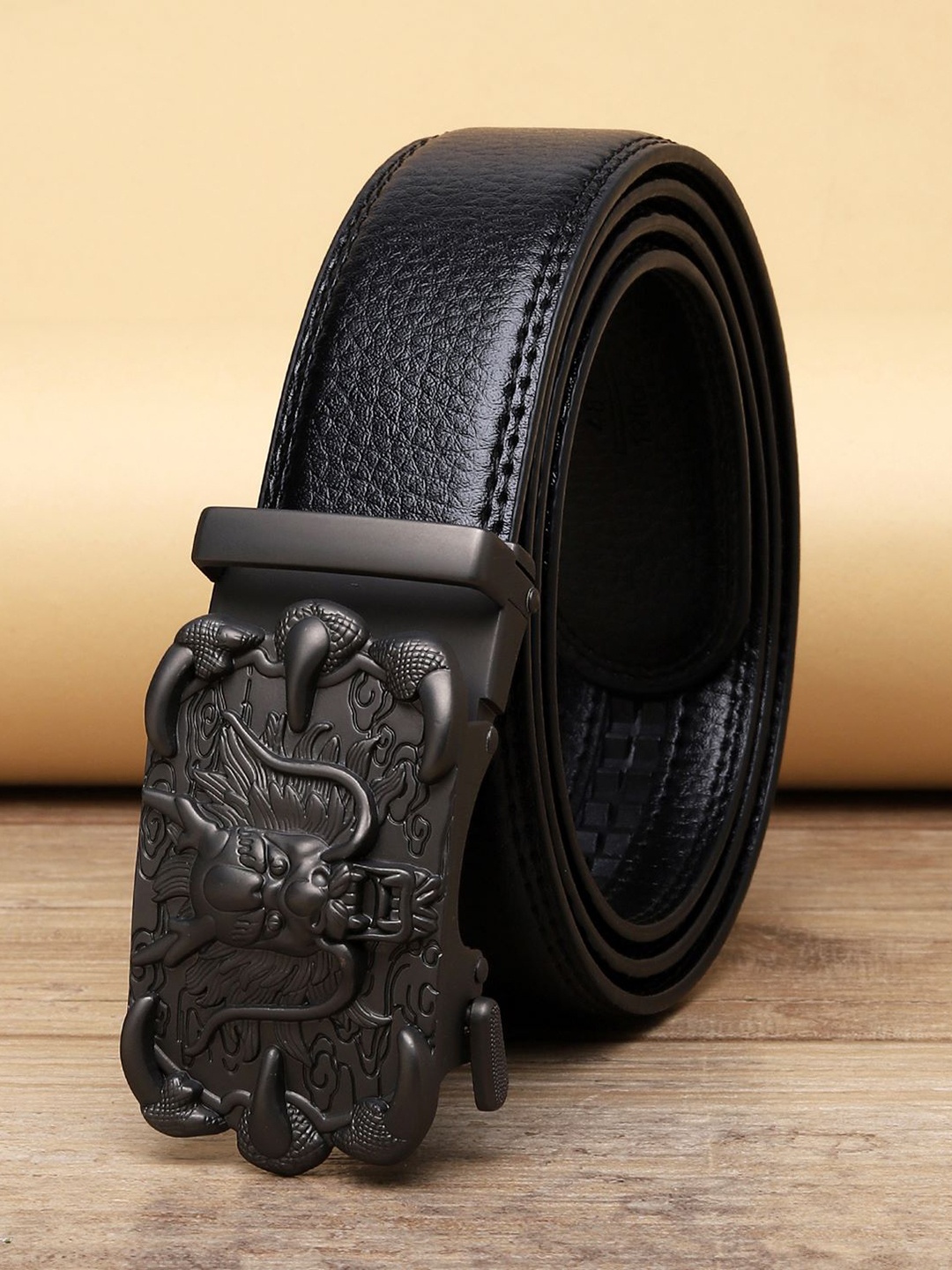 

ZORO Men Black Slider Buckle PU Belt