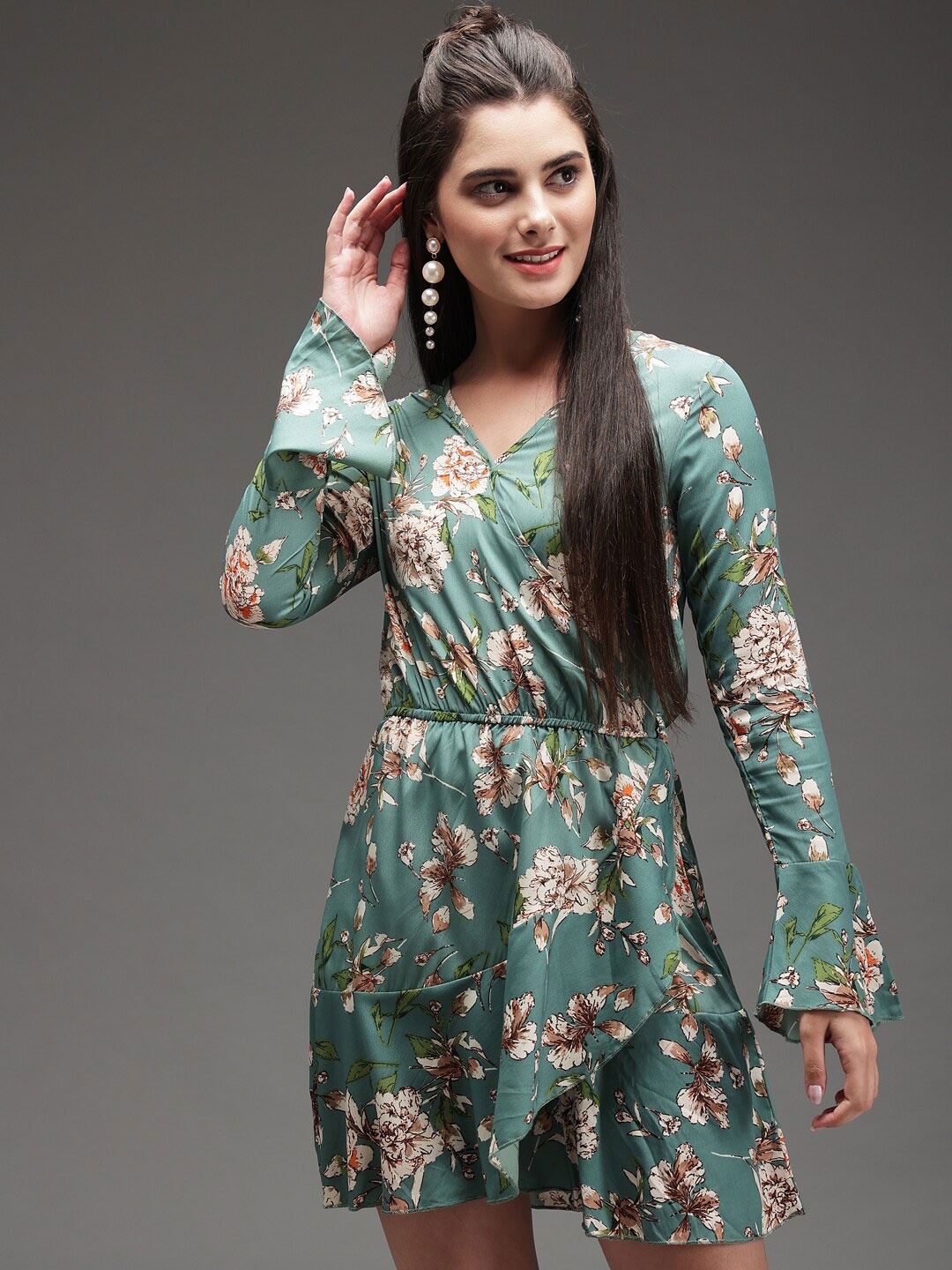 

Darzi Women Multicoloured Floral Organic Cotton Crepe Dress, Multi