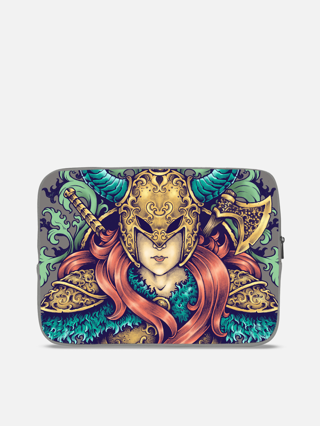 

THREADCURRY Unisex Grey & Green Printed Laptop Sleeve