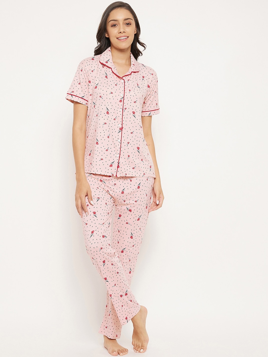 

Camey Women Peach-Coloured Printed Night suit