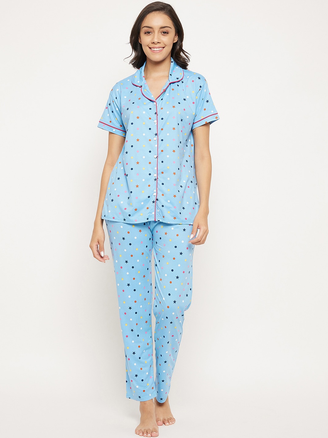 

Camey Women Blue & Pink Printed Night suit