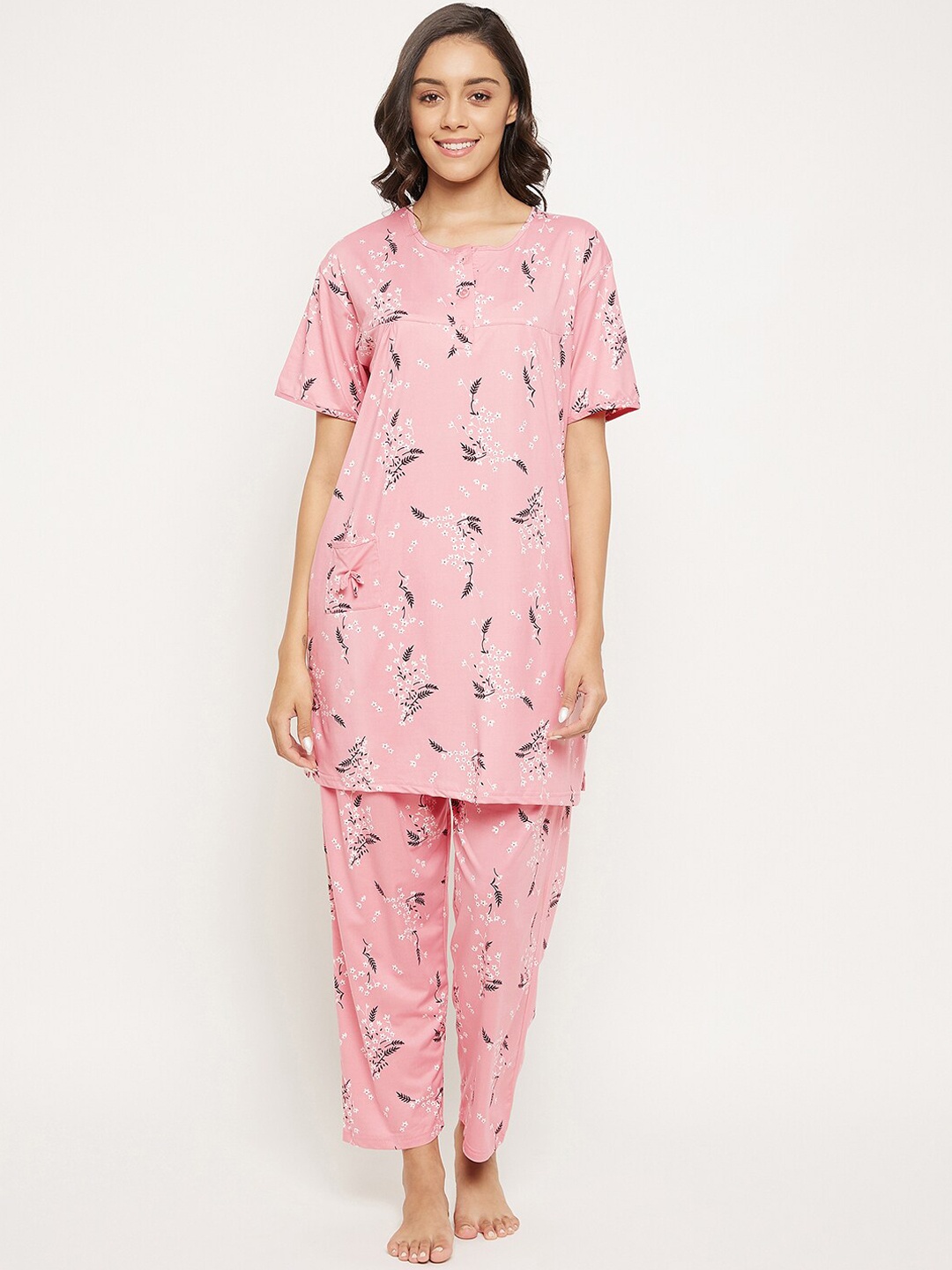 

Camey Women Pink Printed Night suit