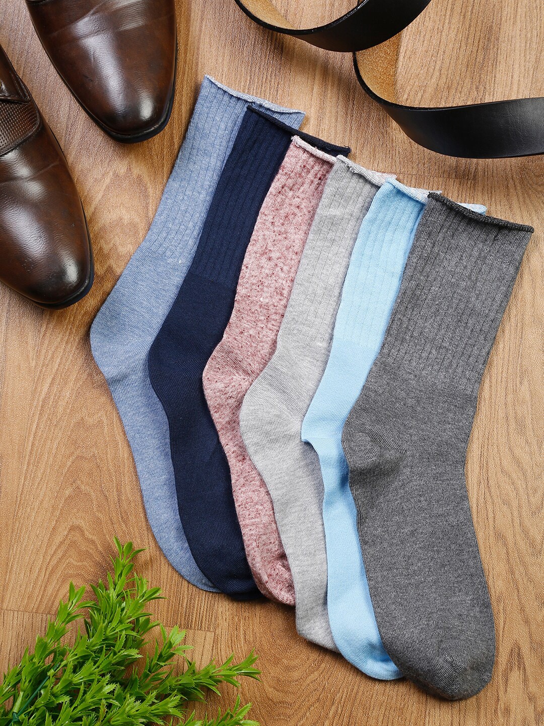 

MUTAQINOTI Men Pack Of 6 Assorted Calf-Length Sock