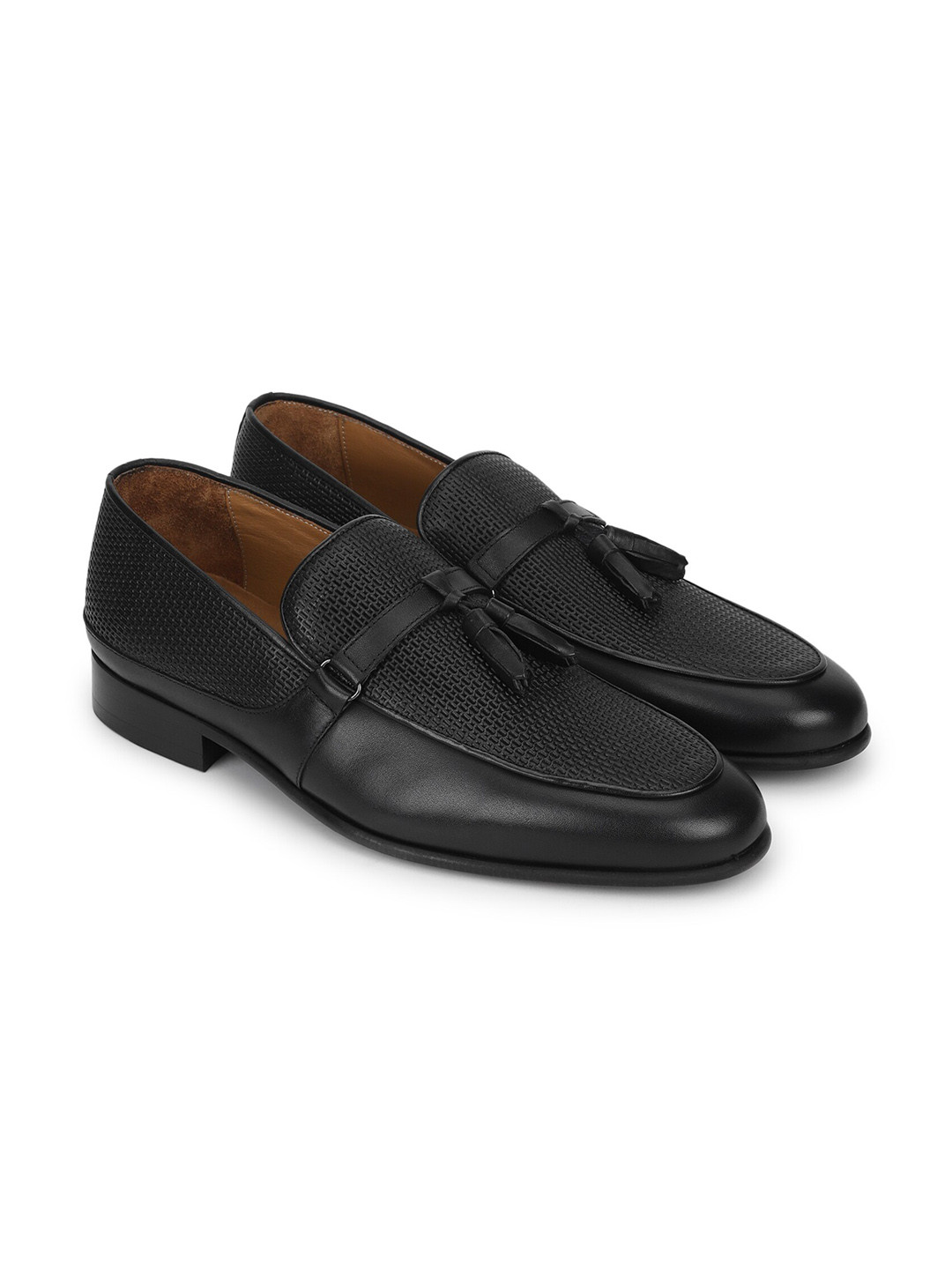 

MOLYER Men Black Solid Leather Formal Loafer