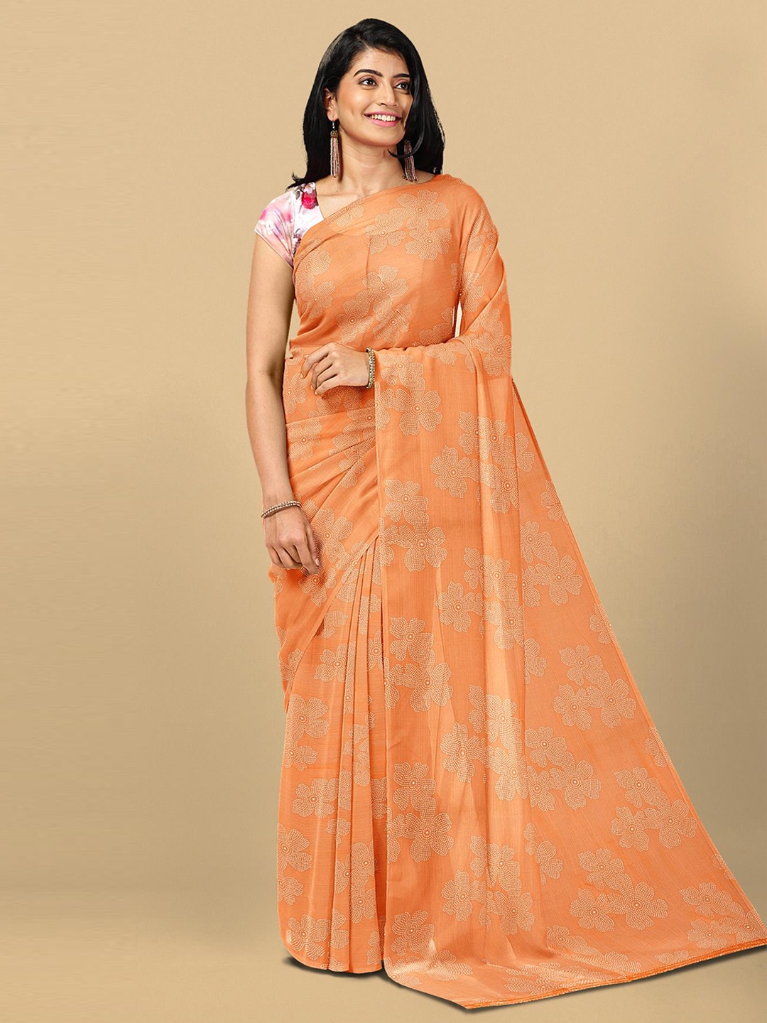 

Kalamandir Orange & Beige Silk Blend Myka Saree