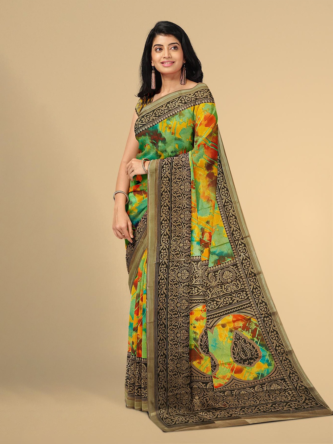 

Kalamandir Green & Mustard Saree