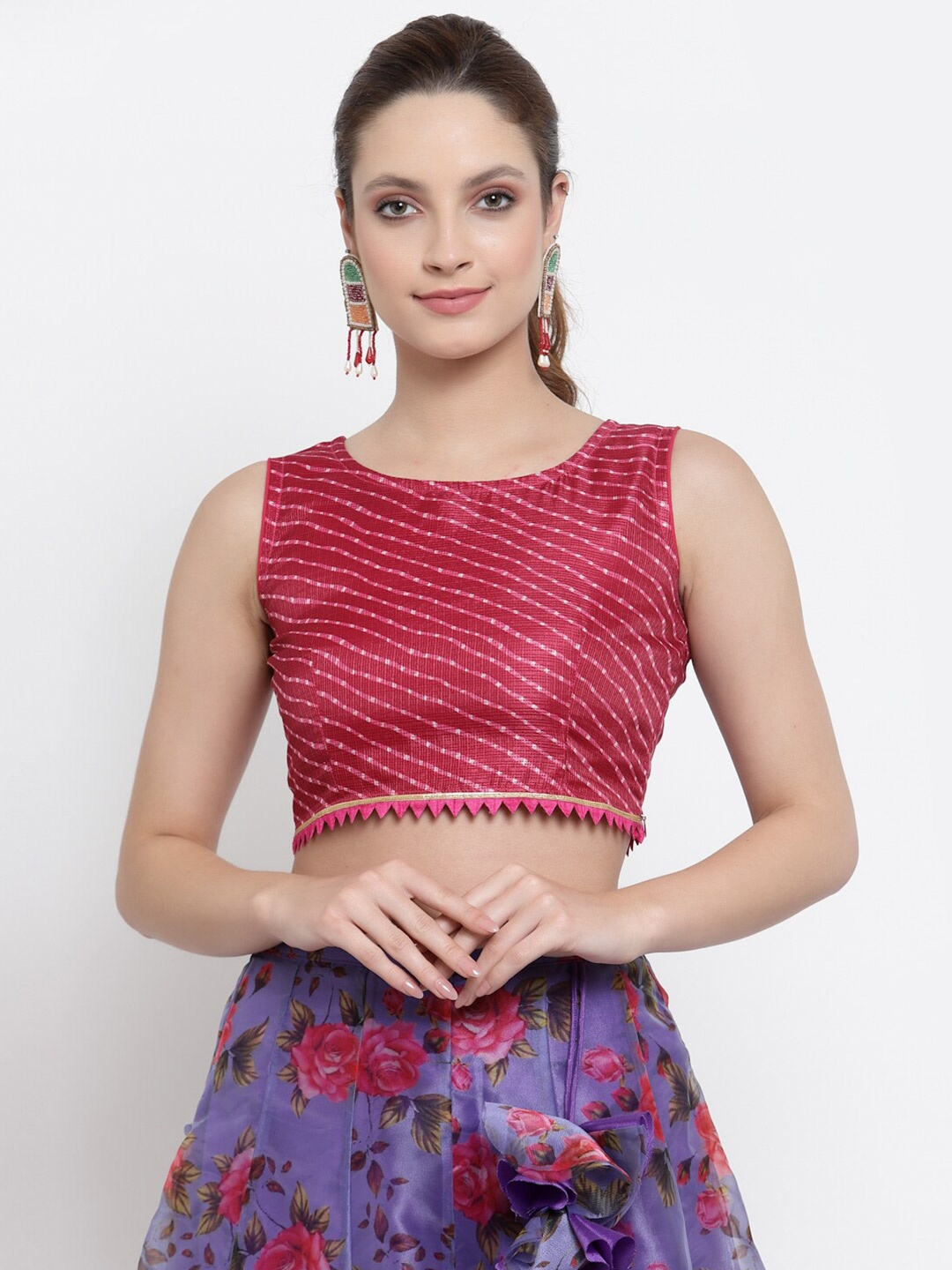 

NEUDIS Women Maroon Print Crop Top