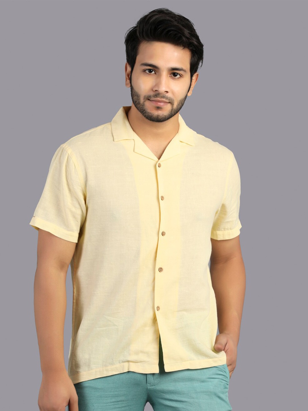 

RENTIYO Men Yellow Standard Casual Shirt