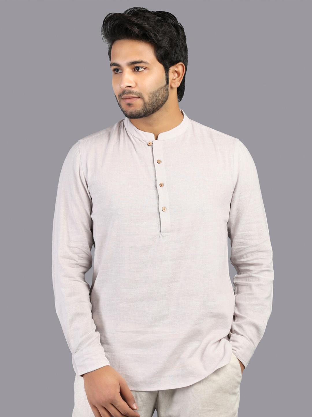 

RENTIYO Men Grey Standard Casual Shirt Kurta