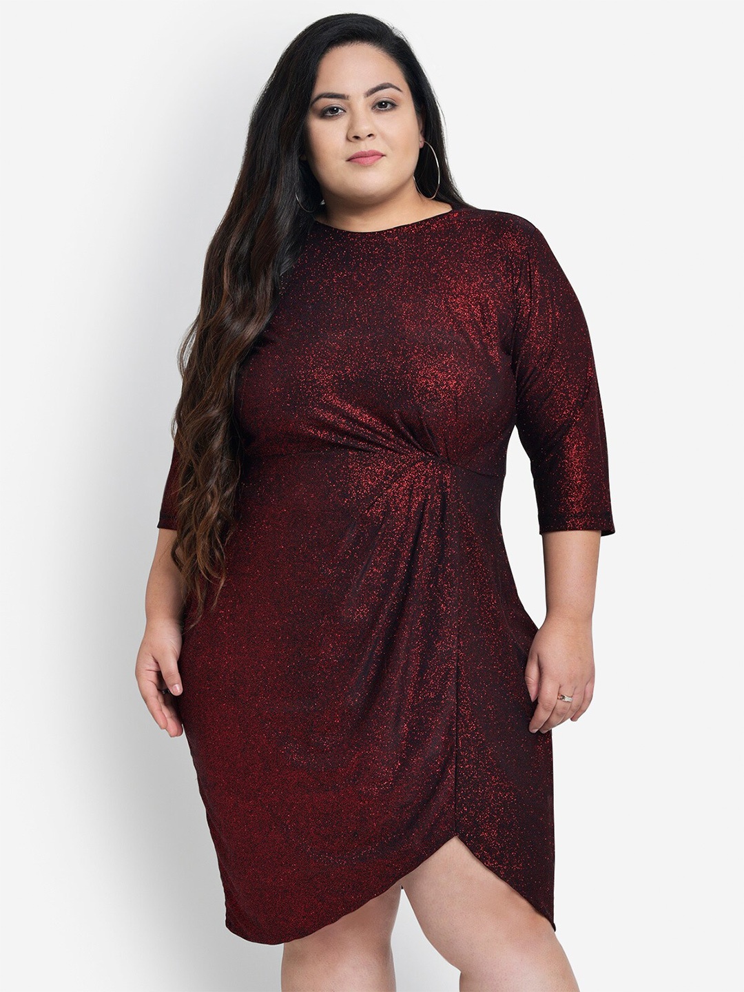 

wild U Women Plus Size Red Twisted Sheath Dress