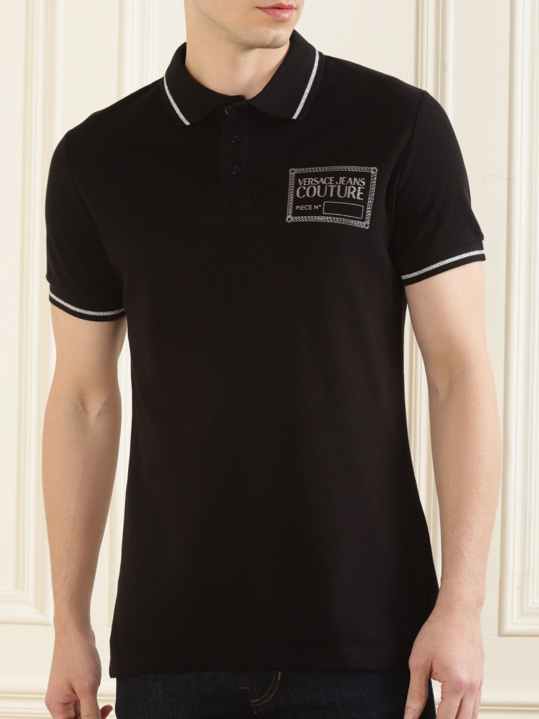 

Versace Jeans Couture Men Black Polo Collar T-shirt