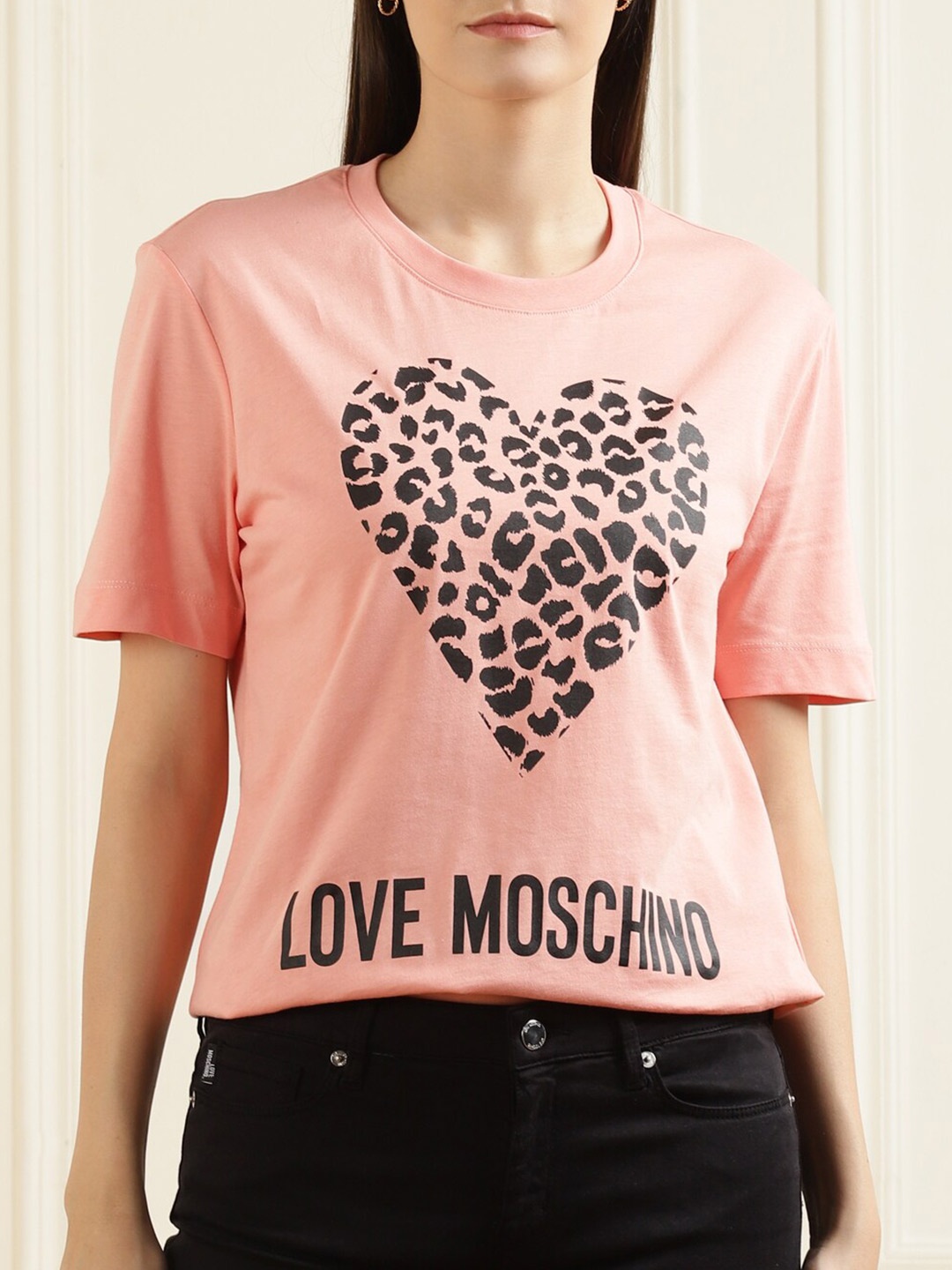 

LOVE MOSCHINO Women Pink Typography Printed T-shirt