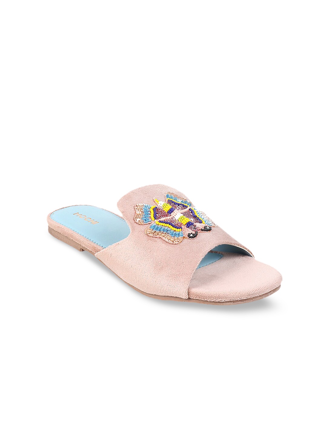 

Mochi Women Peach-Coloured Embellished Open Toe Flats