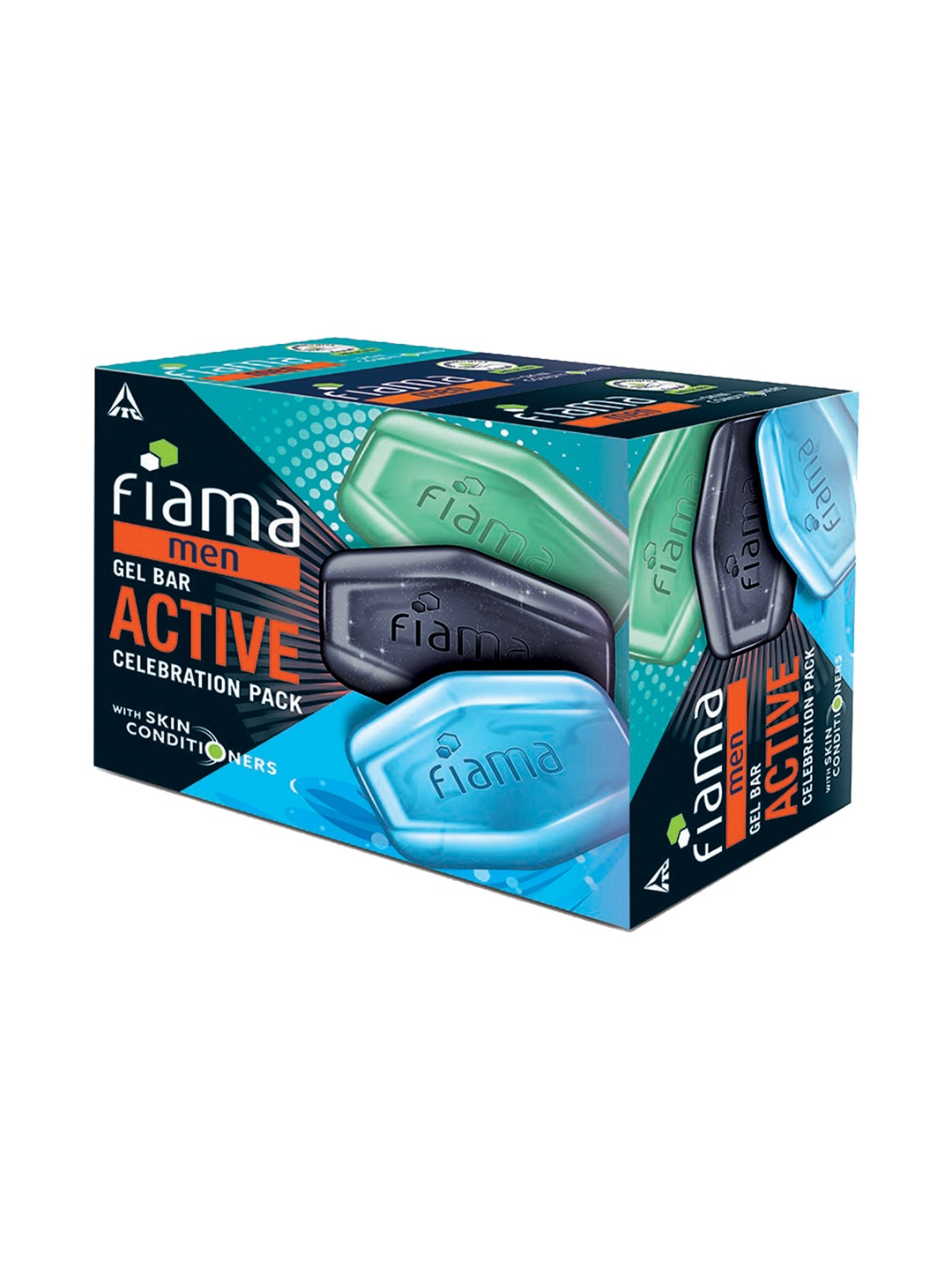

Fiama Men Set of 3 Gel Bar Active Celebration Pack - 125 g Each, Blue