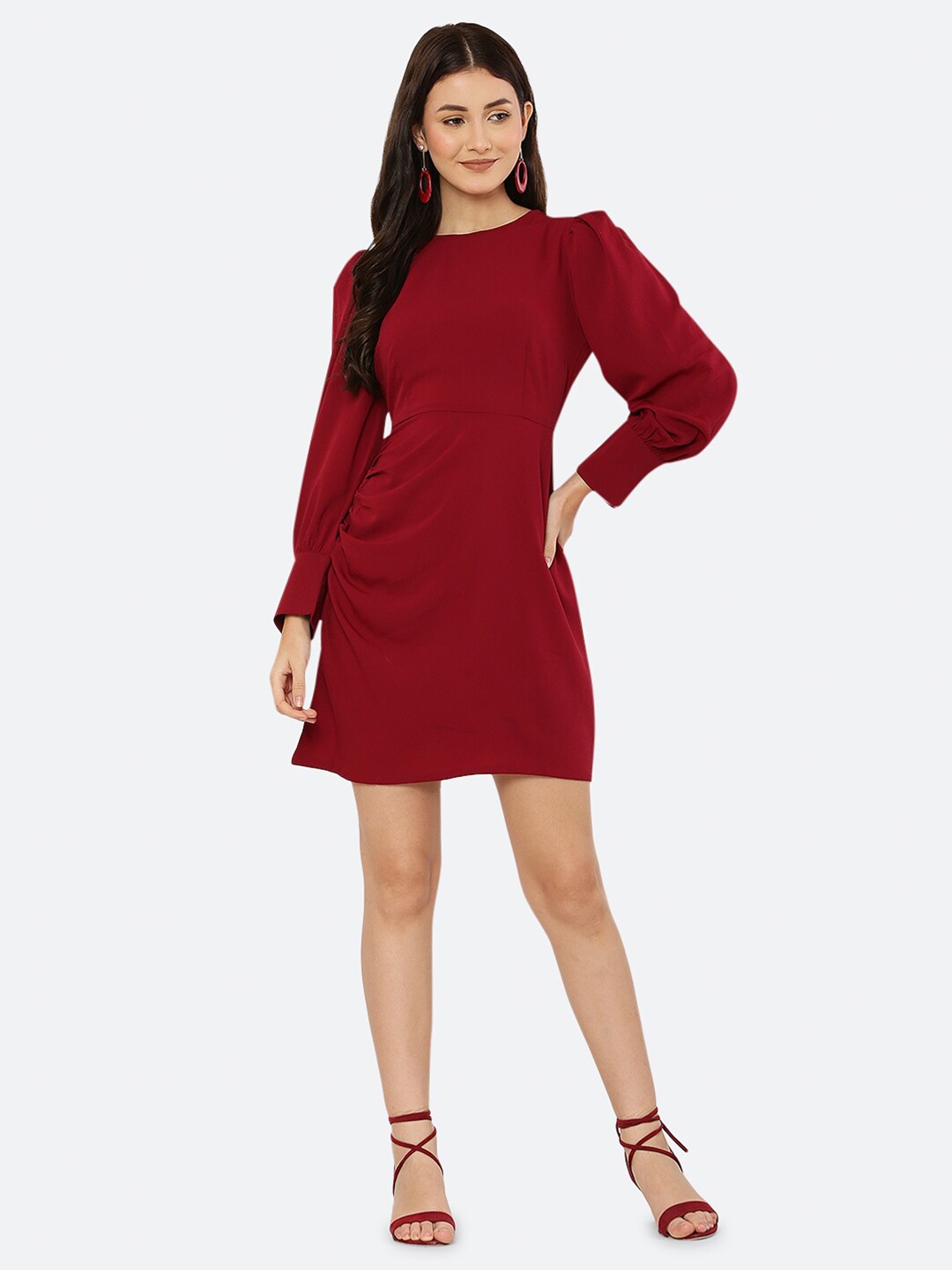 

RAASSIO Burgundy Crepe Sheath Mini Dress