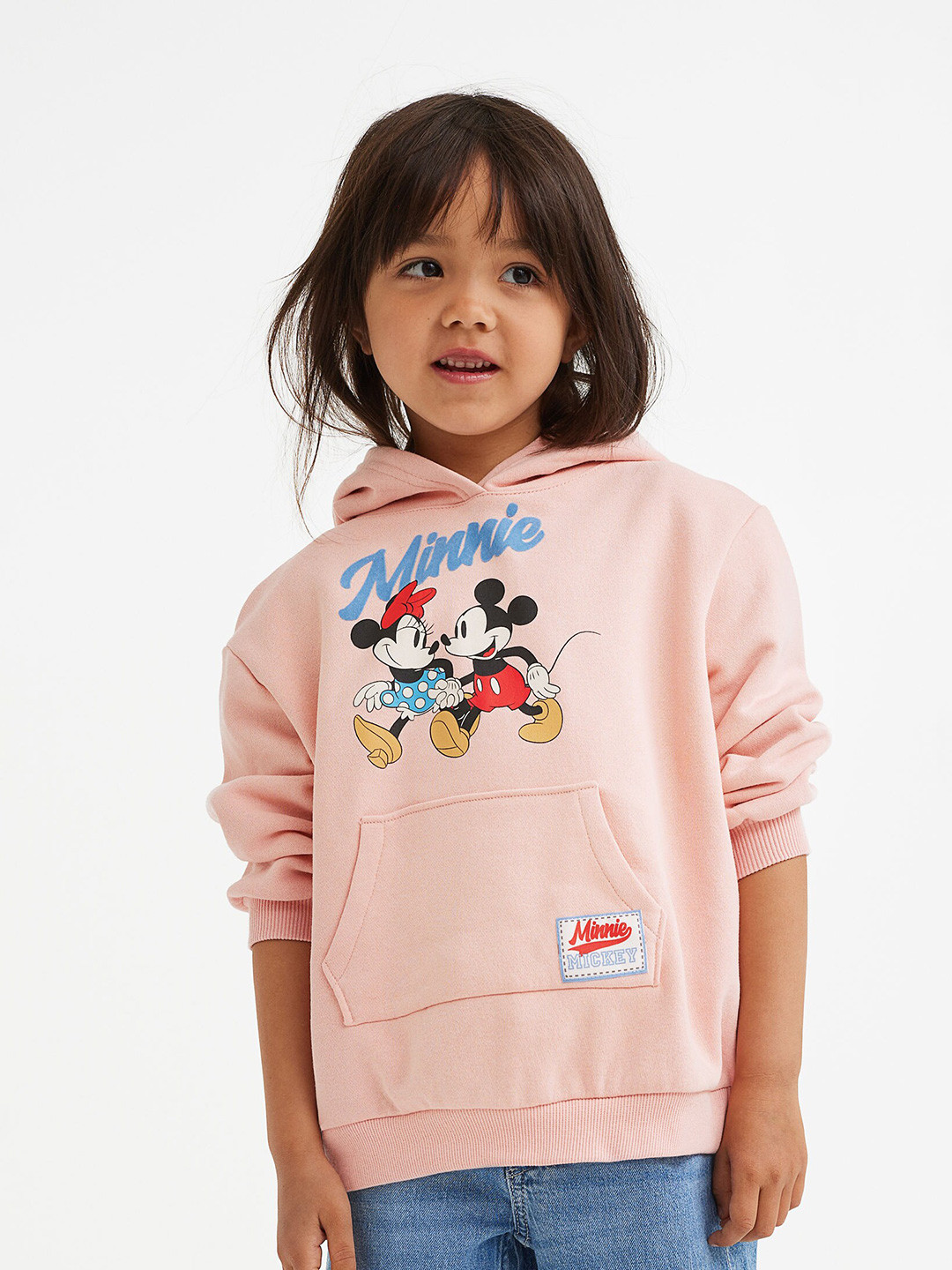 

H&M Girls Pink Mickey & Minnie Printed Hooded Sweatshirt Dress