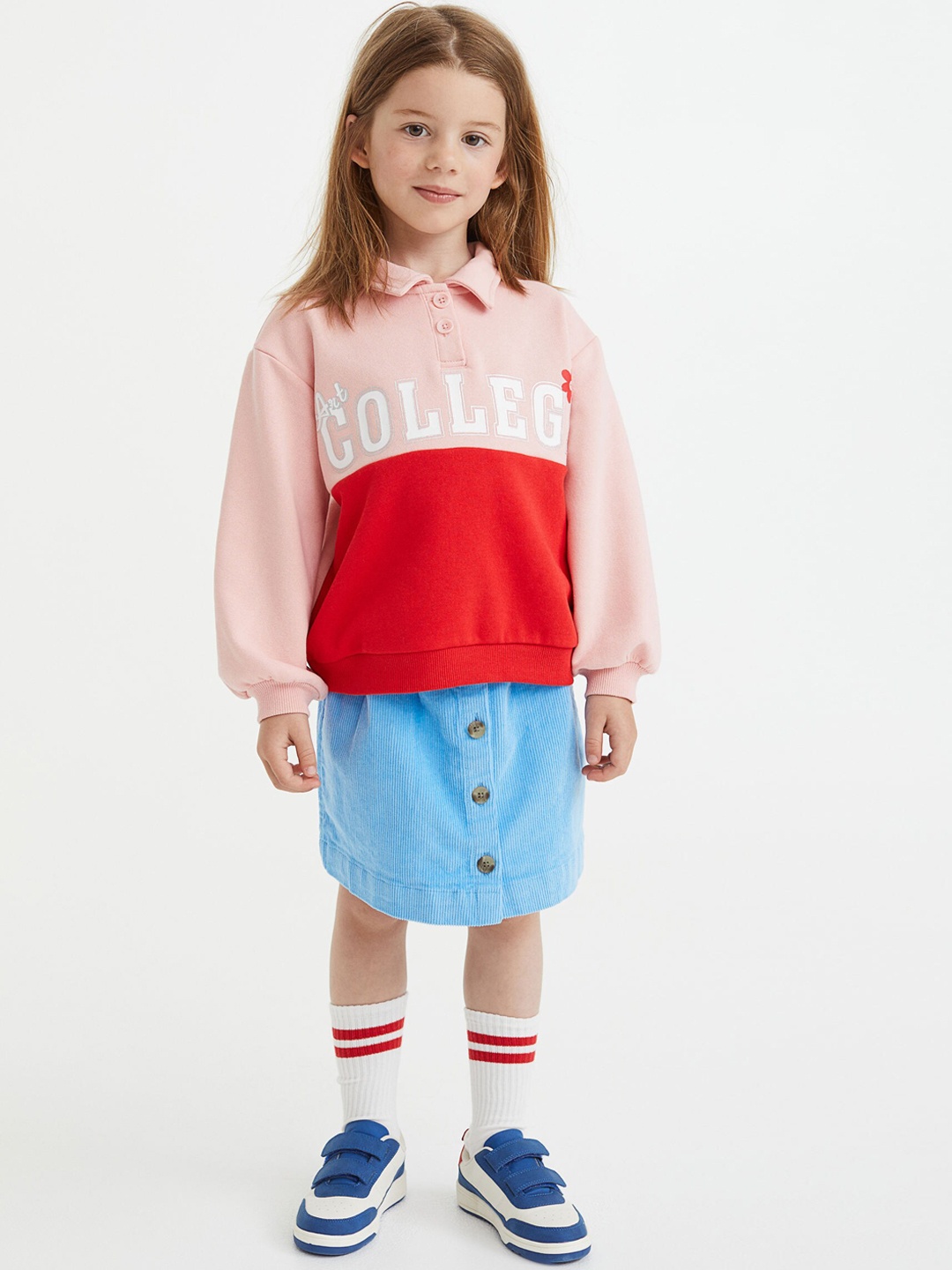 

H&M Girls Blue Cotton Corduroy Skirt