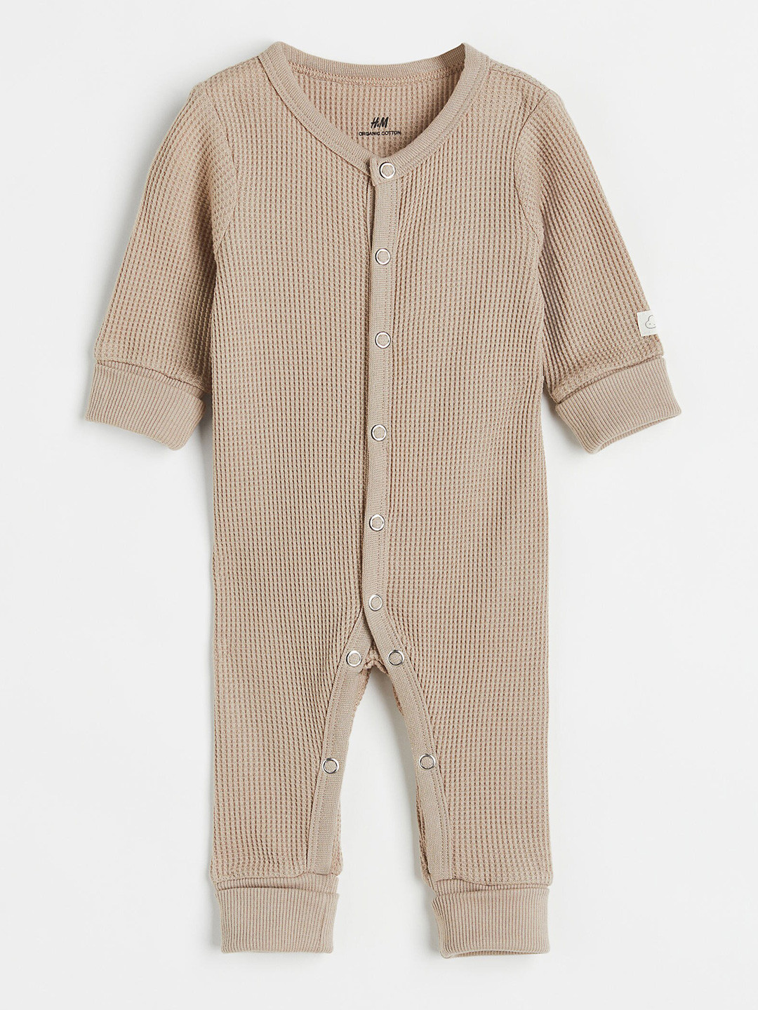 

H&M Boys Beige Adjustable-Size Waffled Romper Suit