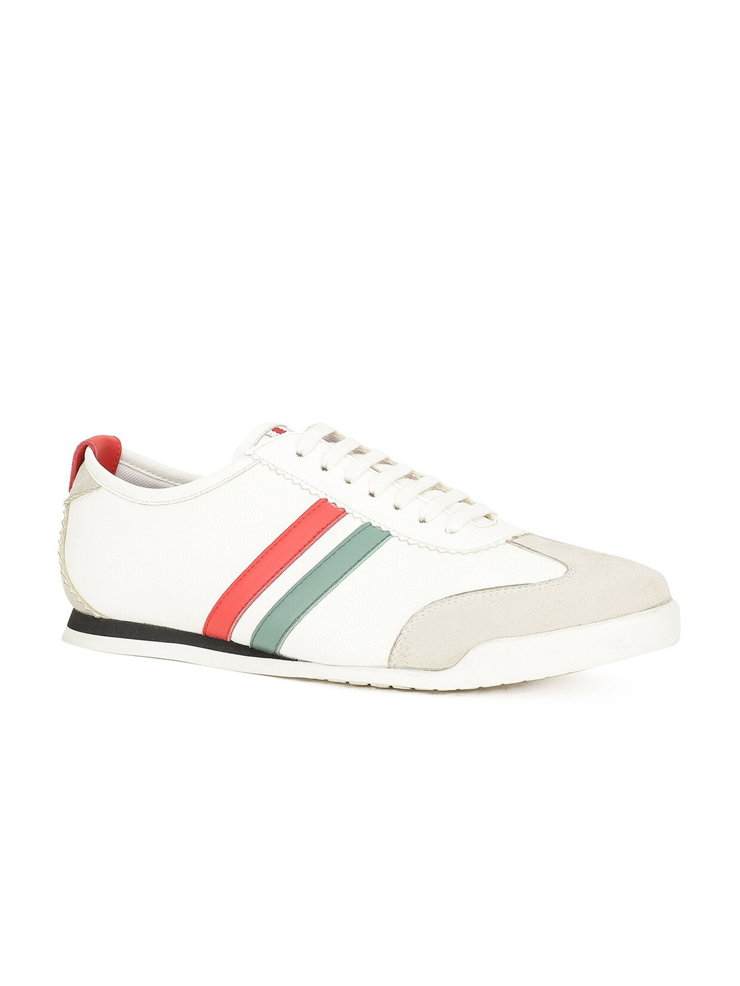 

North Star Men White Striped PU Sneakers