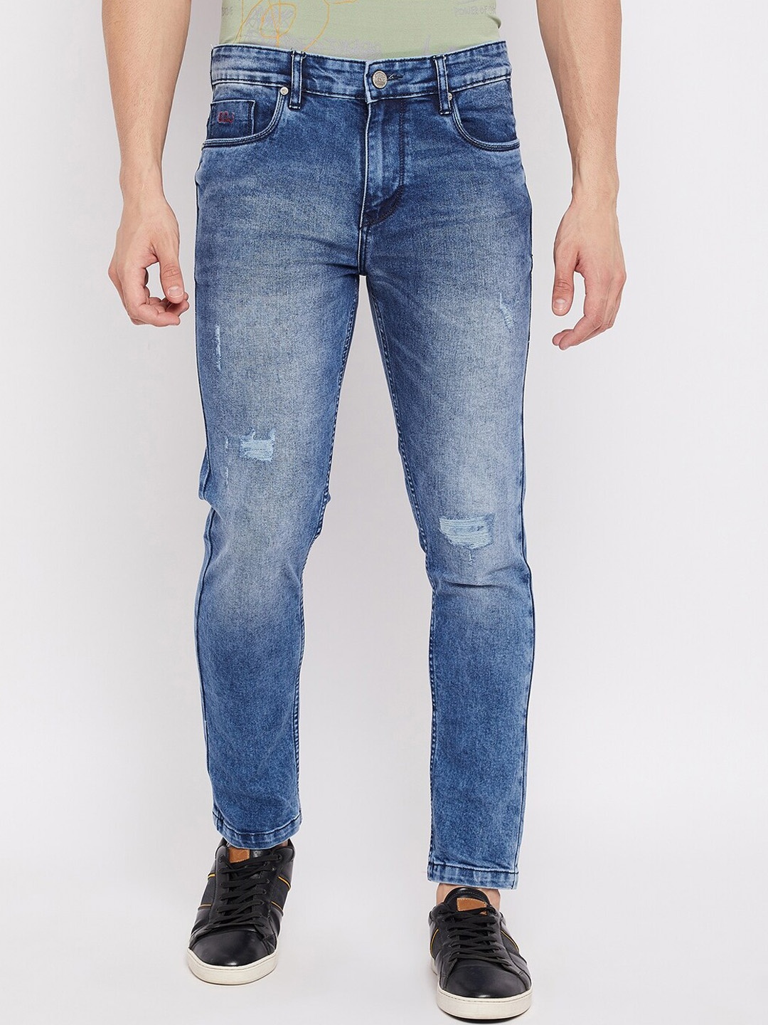 

Duke Men Blue Slim Fit Mildly Distressed Heavy Fade Stretchable Jeans
