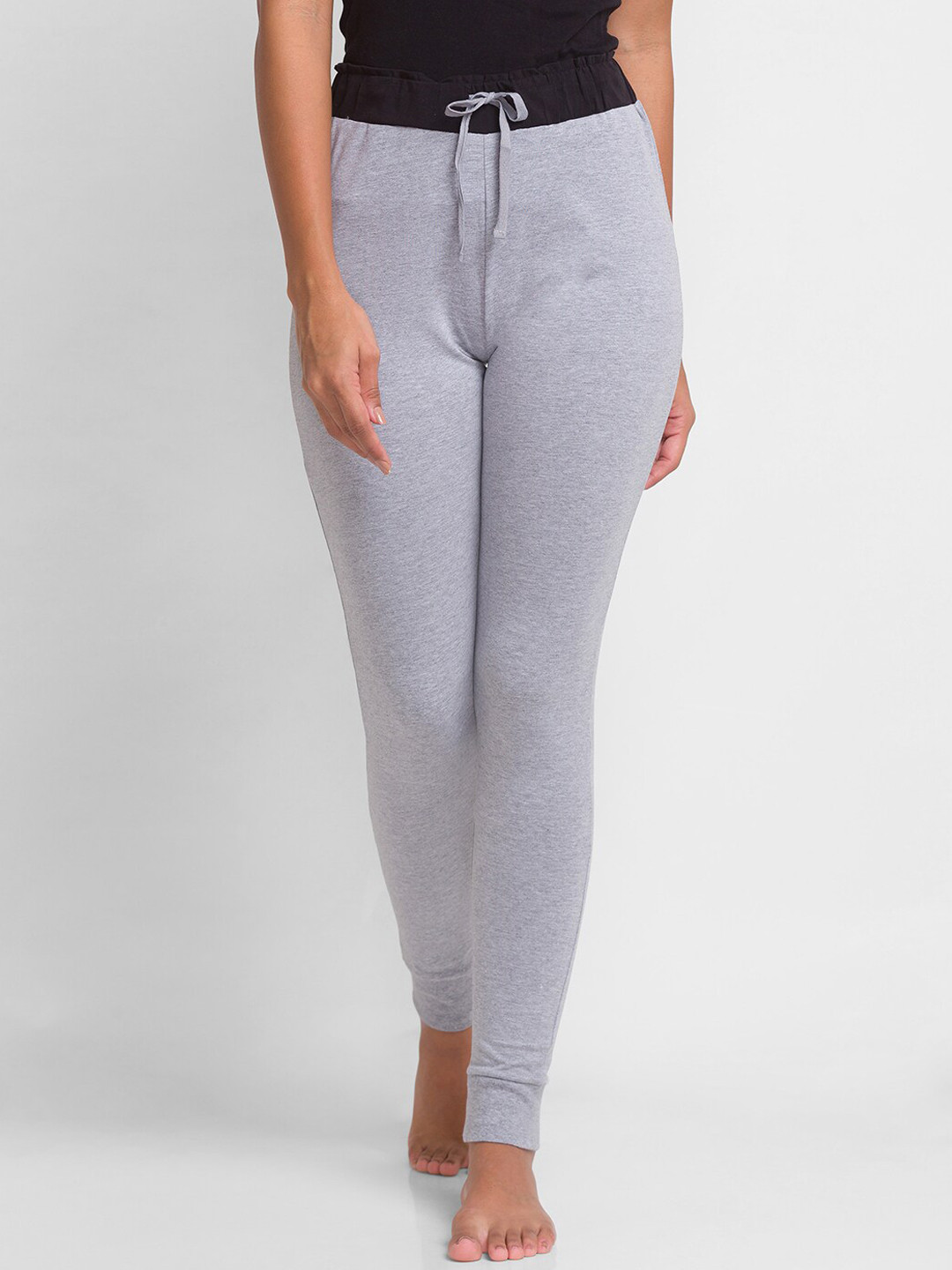 

XIN Women Grey Solid Stretchable Comfortable Slim Lounge Pants, Grey melange