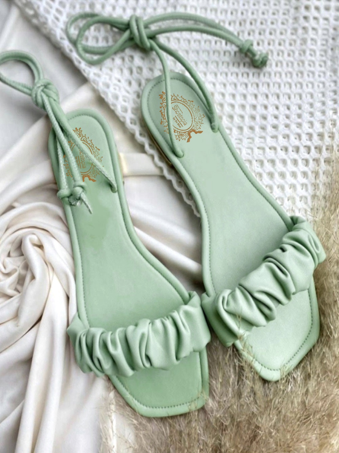

Shoetopia Women Green Gladiators Flats