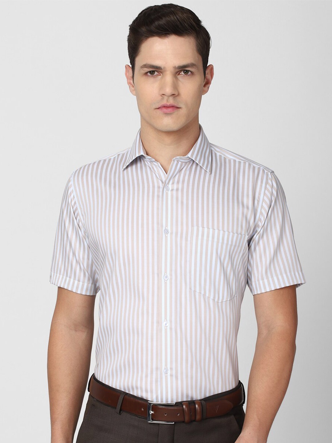 

Van Heusen Men White Striped Formal Shirt
