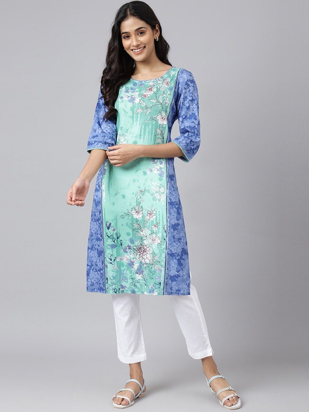 

AURELIA Floral Print Kurta, Green