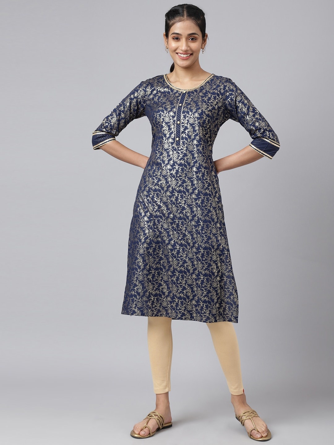

AURELIA Women Blue Ethnic Motifs Printed Kurta