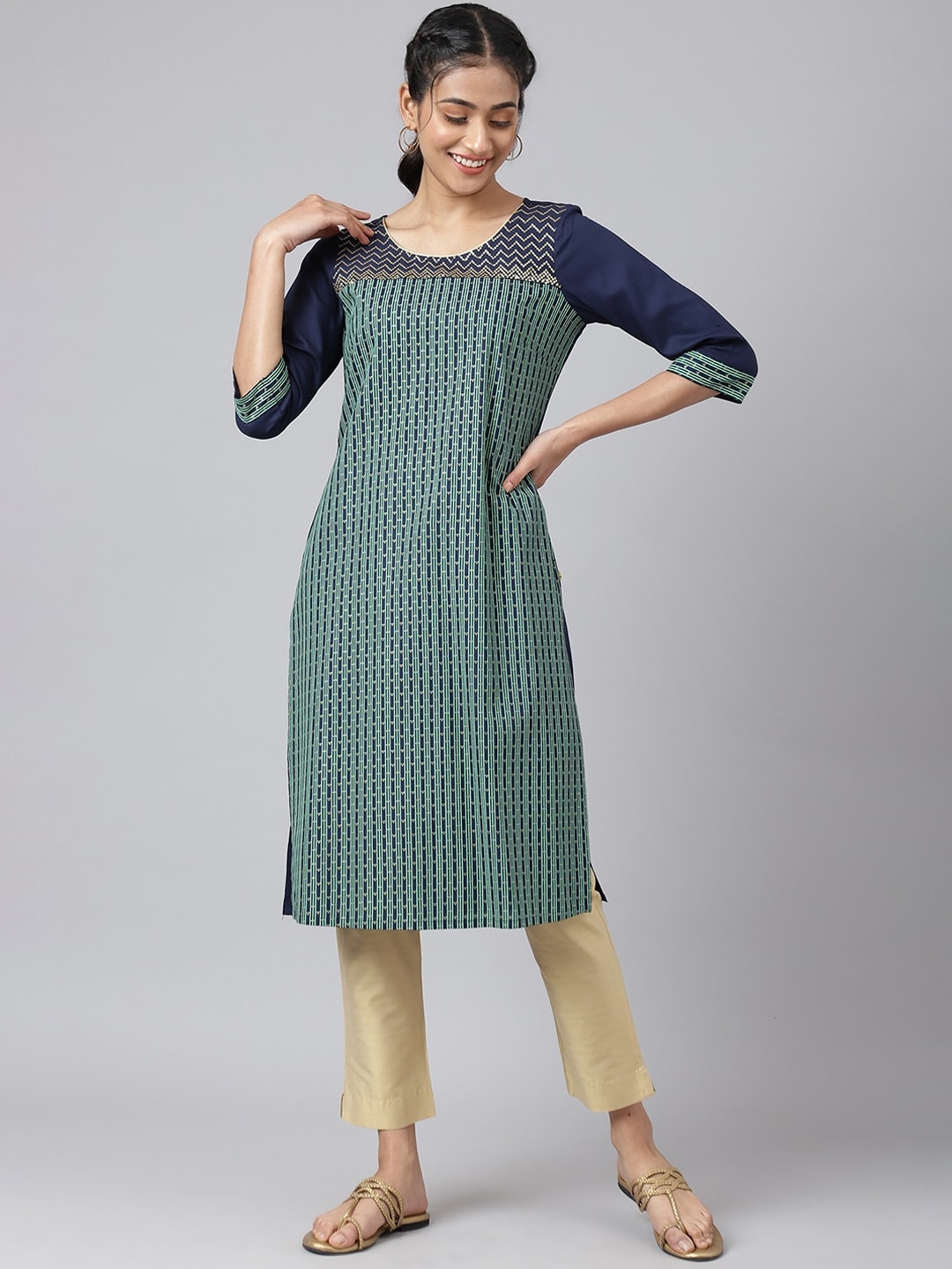 

AURELIA Striped Kurta, Blue