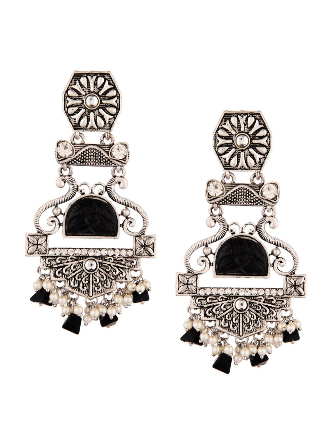 

Efulgenz Black Contemporary Oxidised Chandbalis Earrings