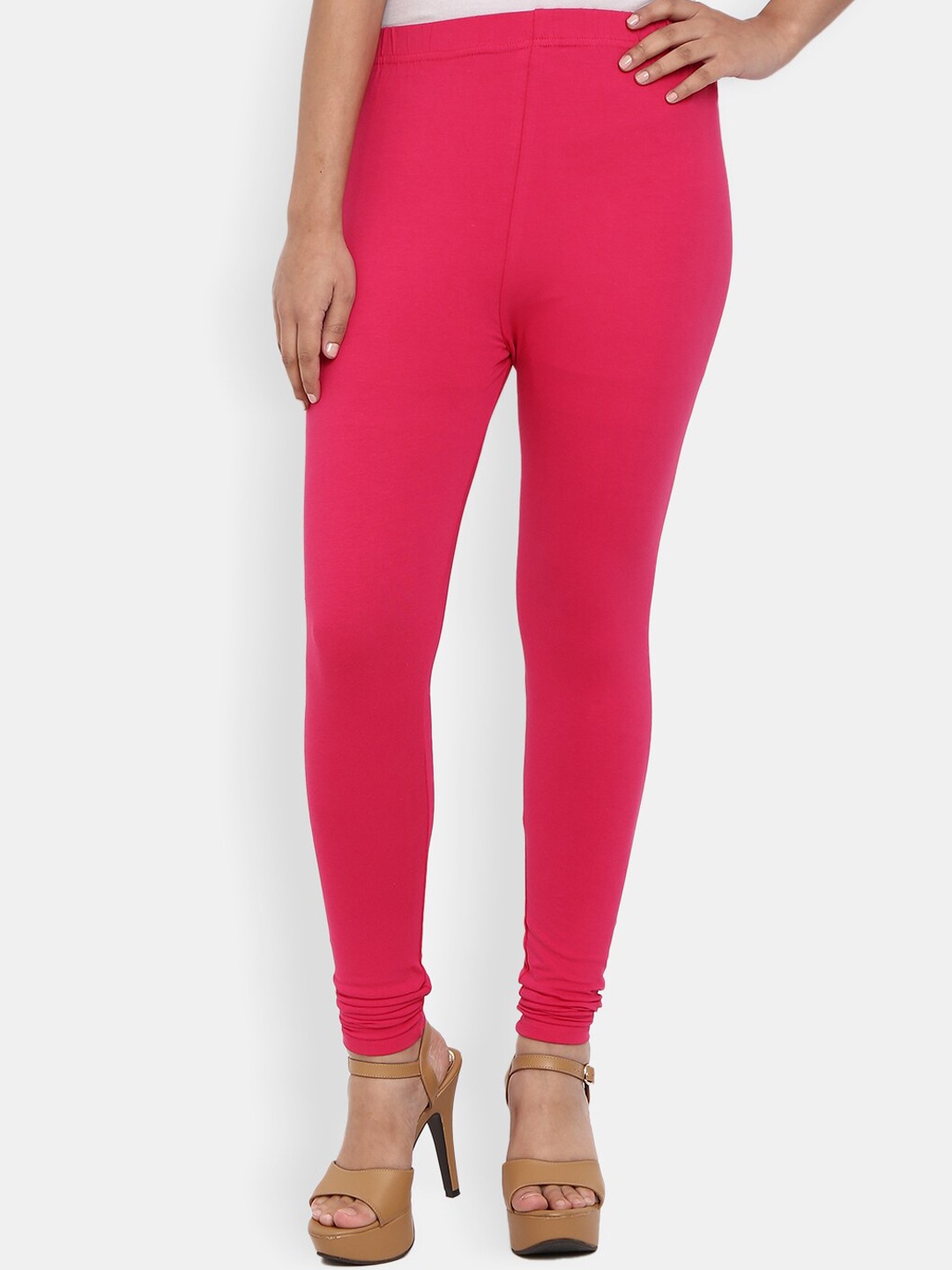 

Desi Mix Women Fuchsia Solid Ankle Length Cotton Lycra Leggings