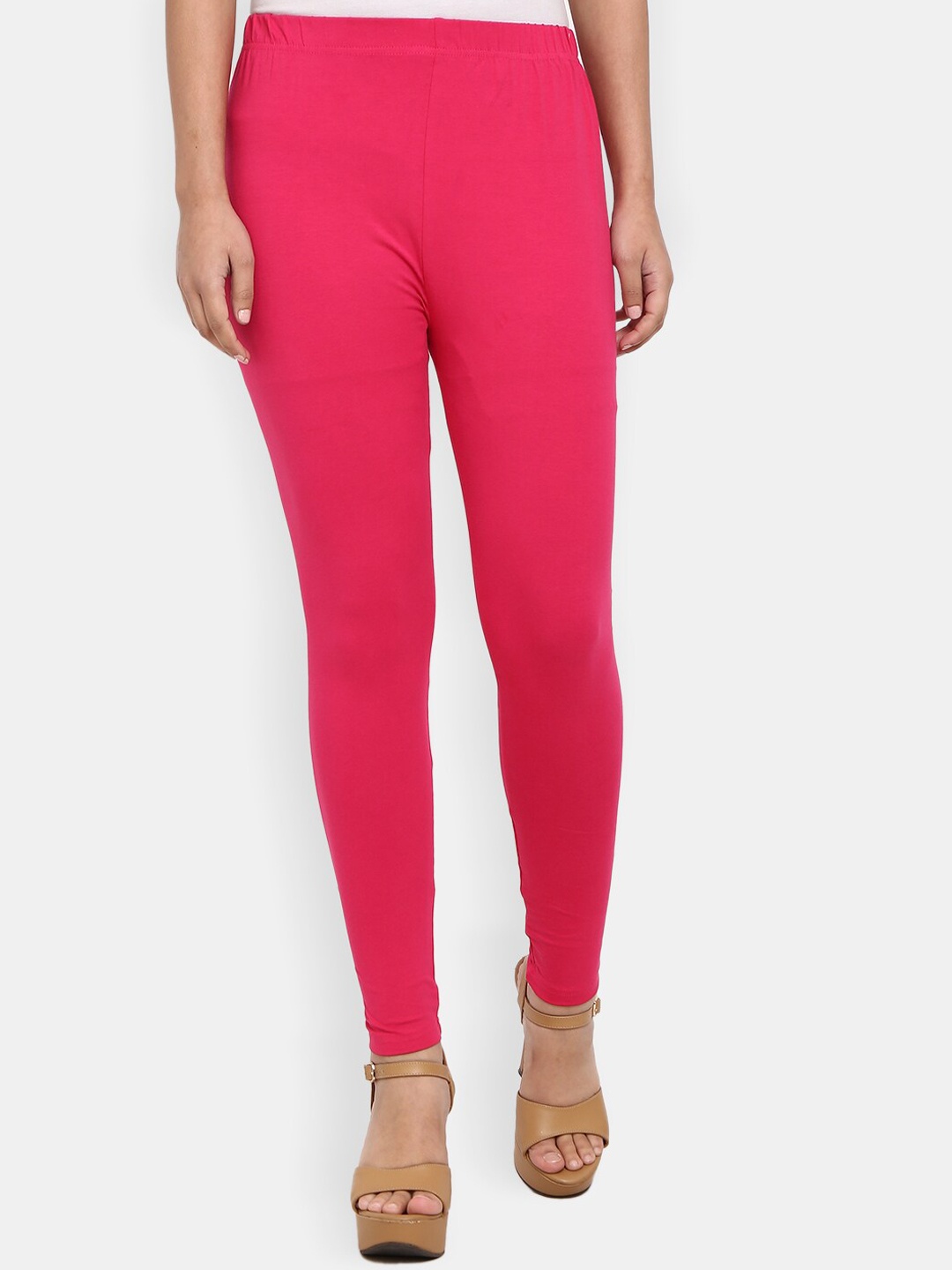

Desi Mix Women Fuchsia Solid Ankle Length Cotton Lycra Leggings