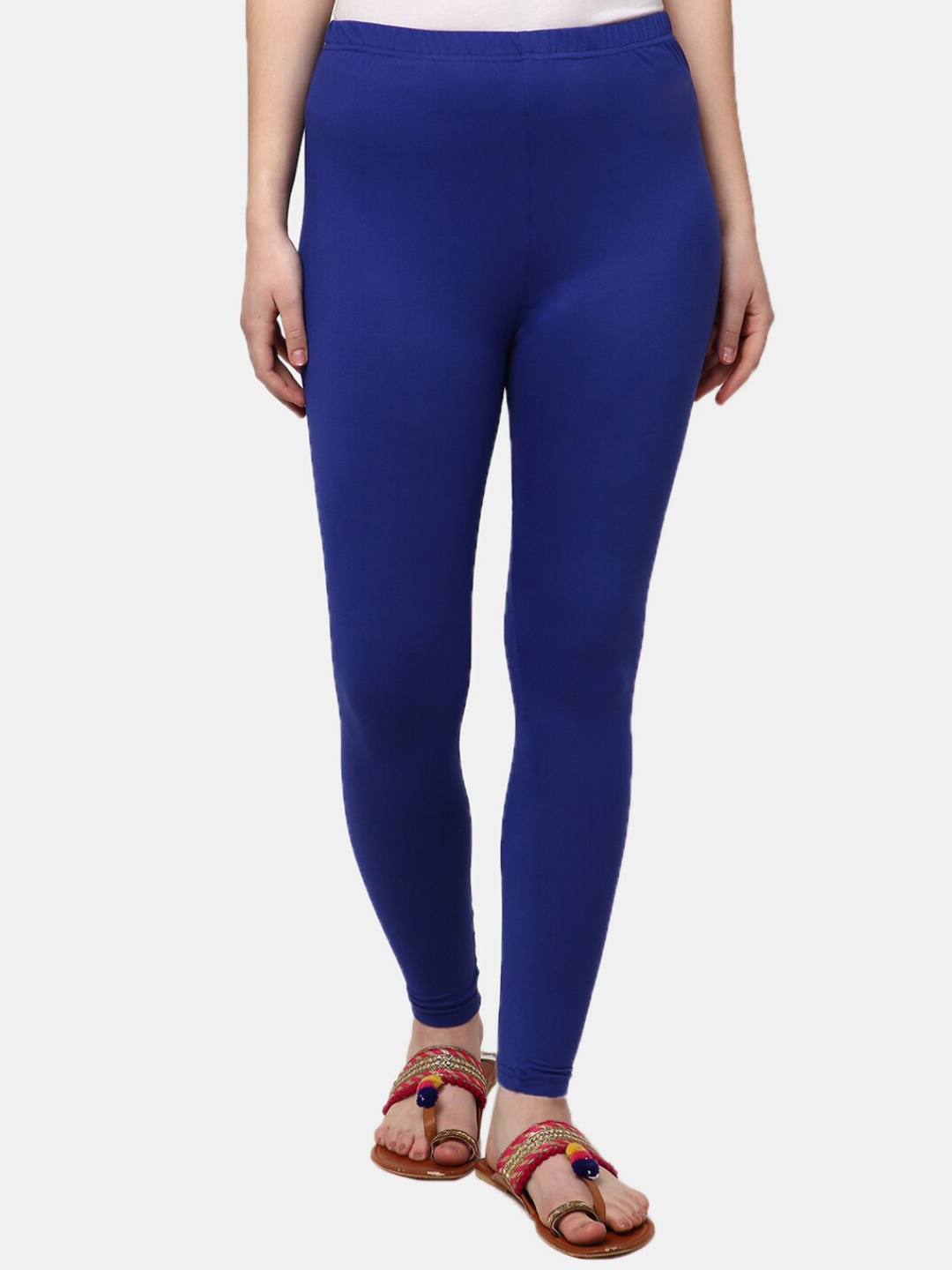 

Desi Mix Women Solid Viscose Blue Leggings