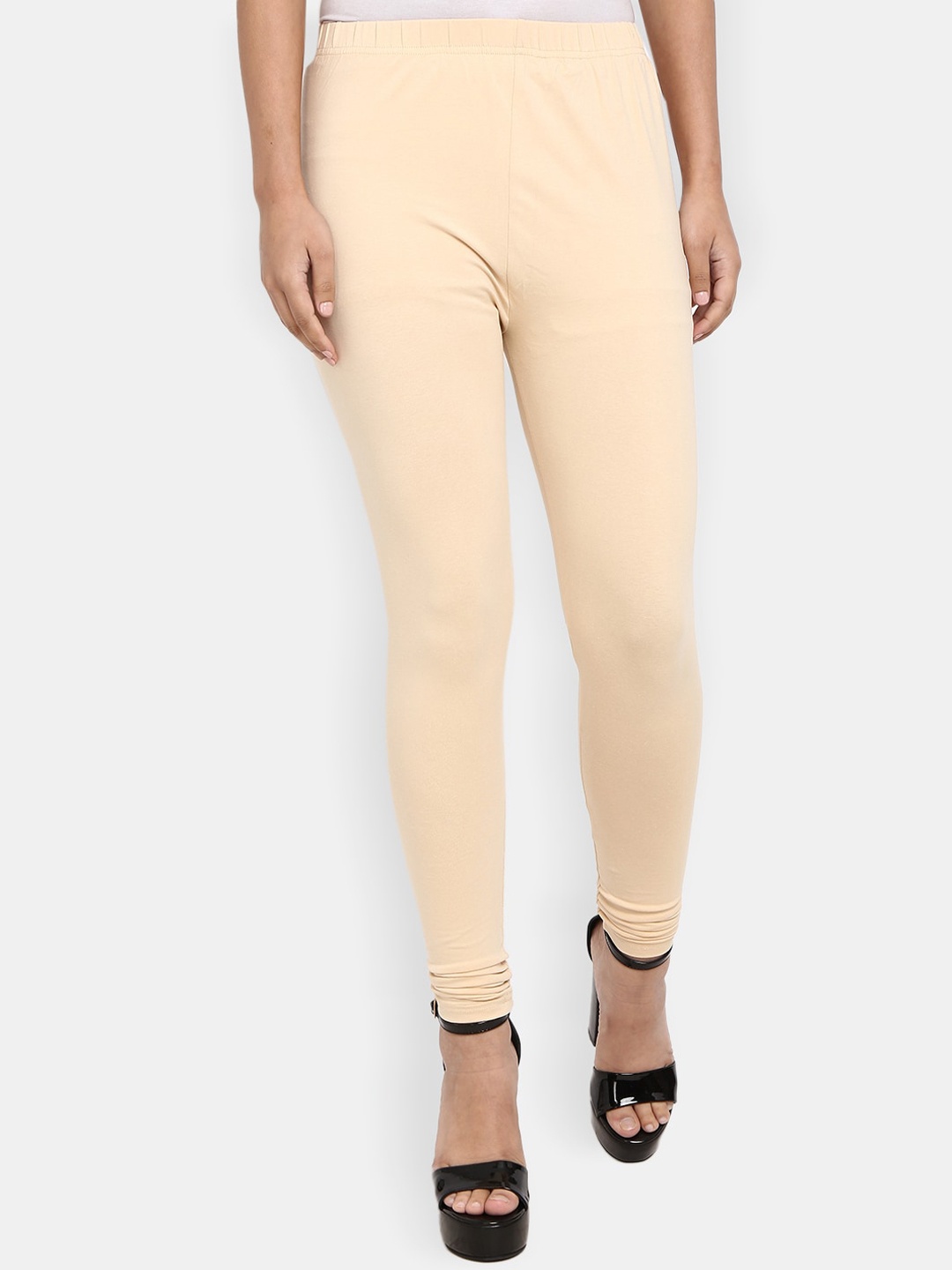 

Desi Mix Women Beige Solid Cotton Lycra Leggings