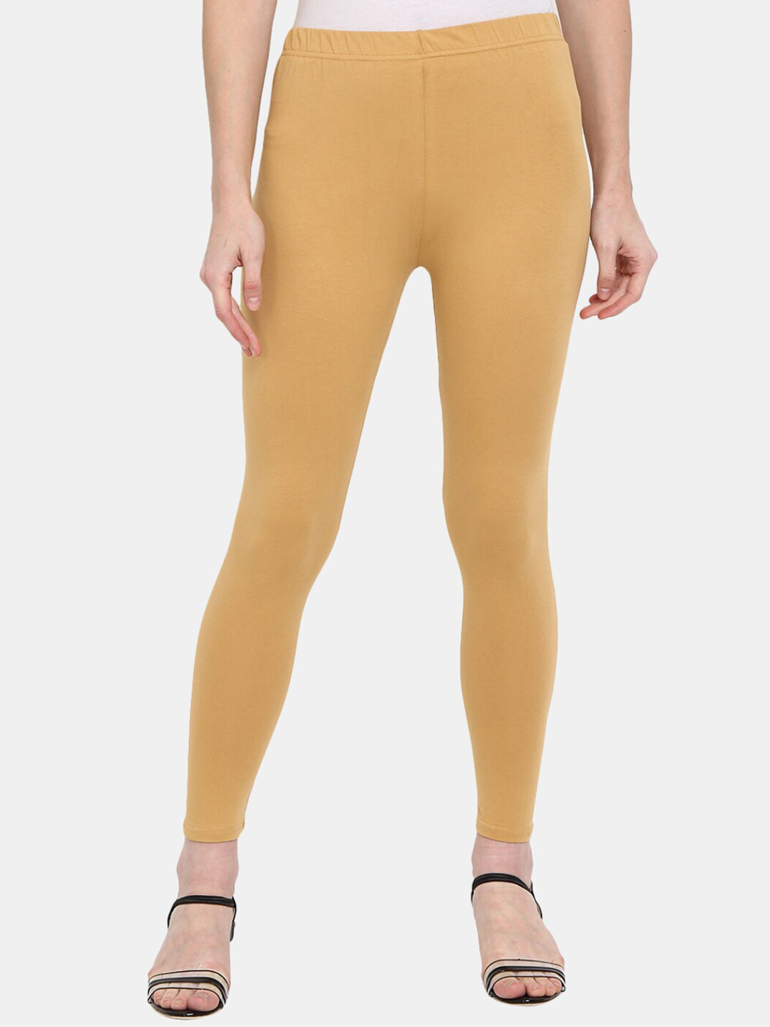 

Desi Mix Women Beige Solid Ankle-Length Cotton Lycra Leggings