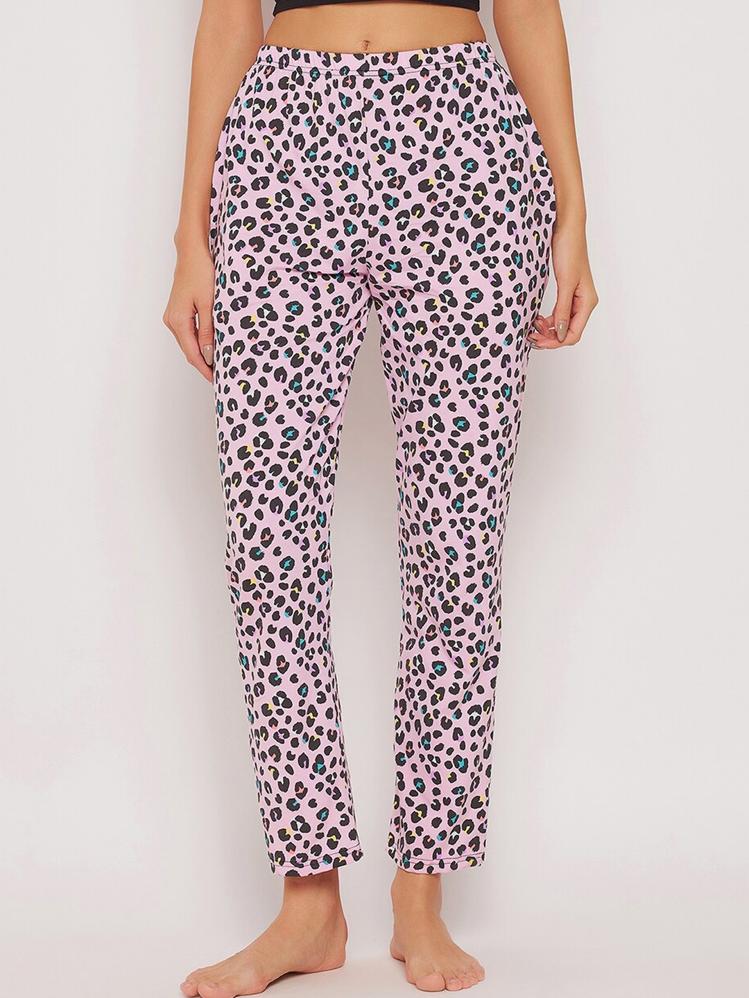 

Clovia Women Pink Printed Pure Cotton Lounge Pants