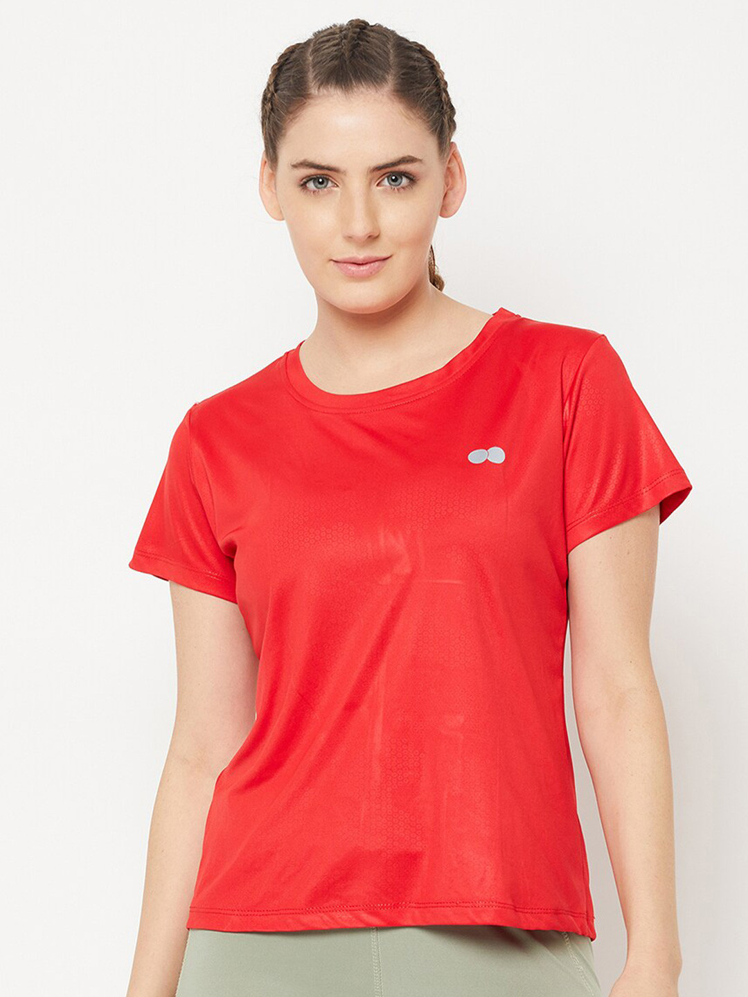 

Clovia Women Red Slim Fit T-shirt