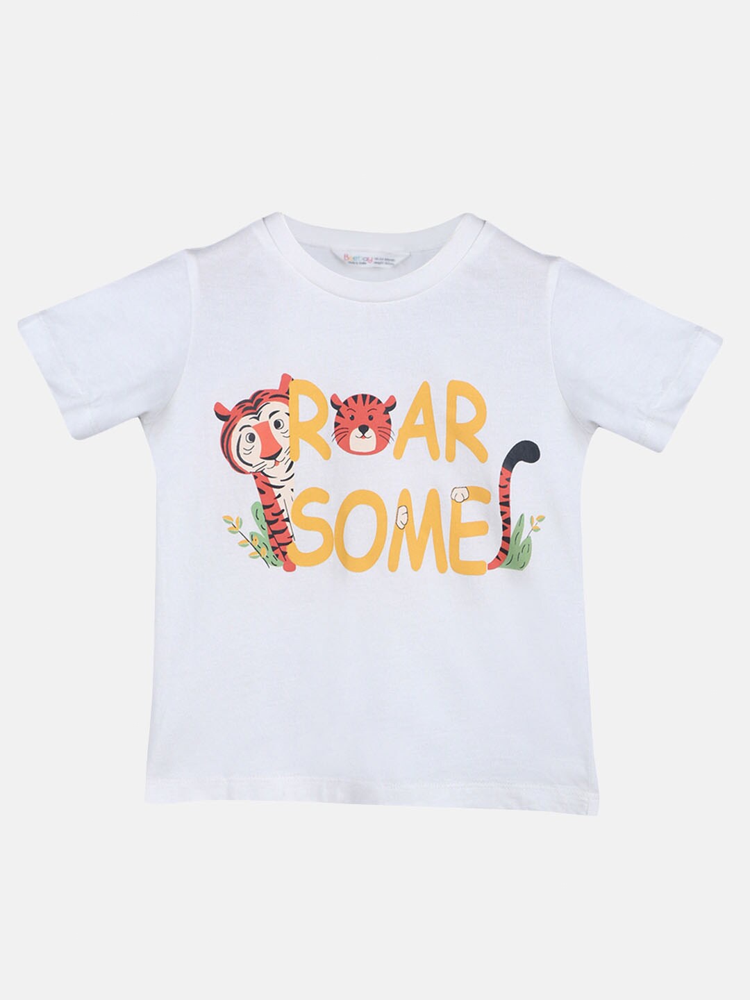 

Beebay Boys White & Yellow Printed T-shirt