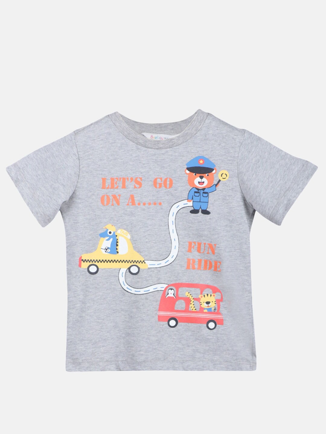 

Beebay Boys Grey & Yellow Printed T-shirt