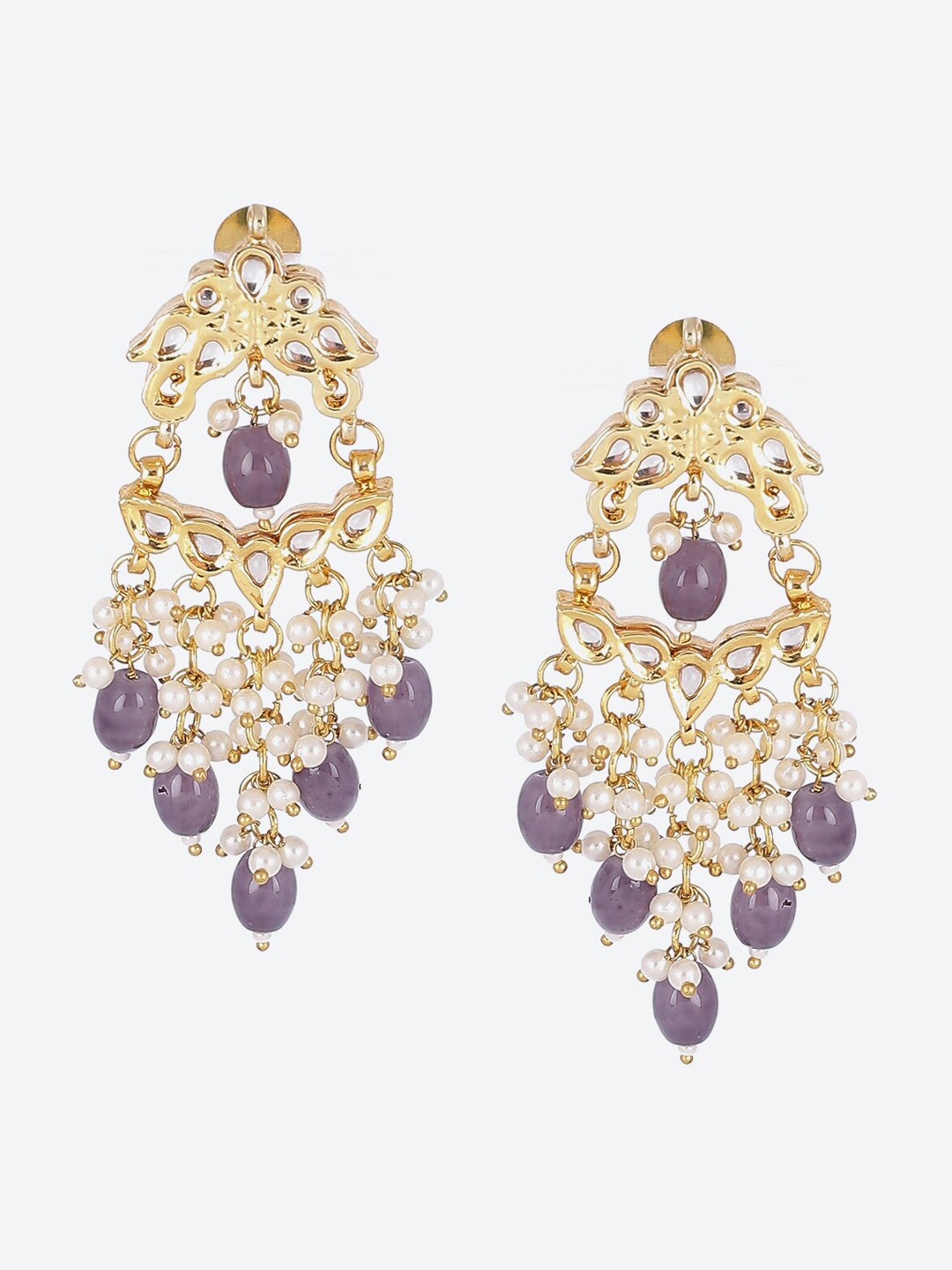 

Biba Women Gold toned and Purple Contemporary Drop Earrings