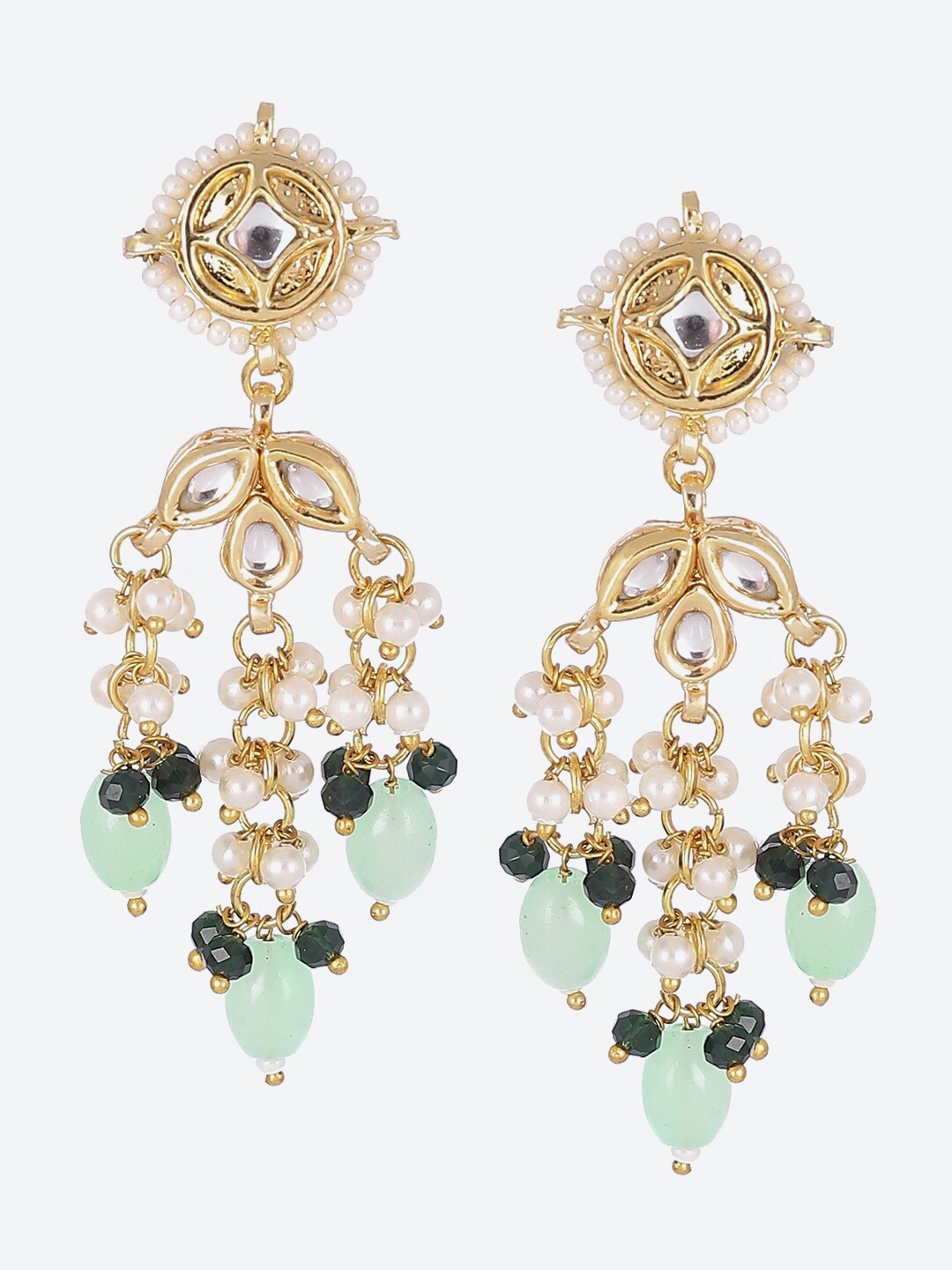 

Biba Women Gold Toned Green Contemporary Drop Earrings