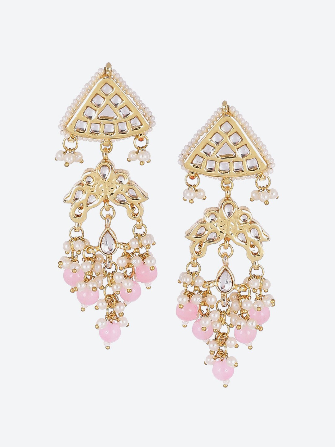 

Biba Women Gold Toned Pink Contemporary Drop Earrings