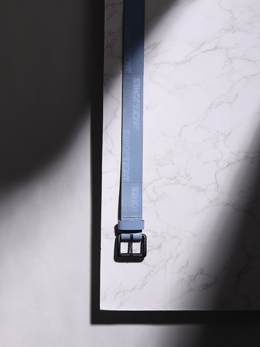 

Jack & Jones Men Blue Striped Leather Belt
