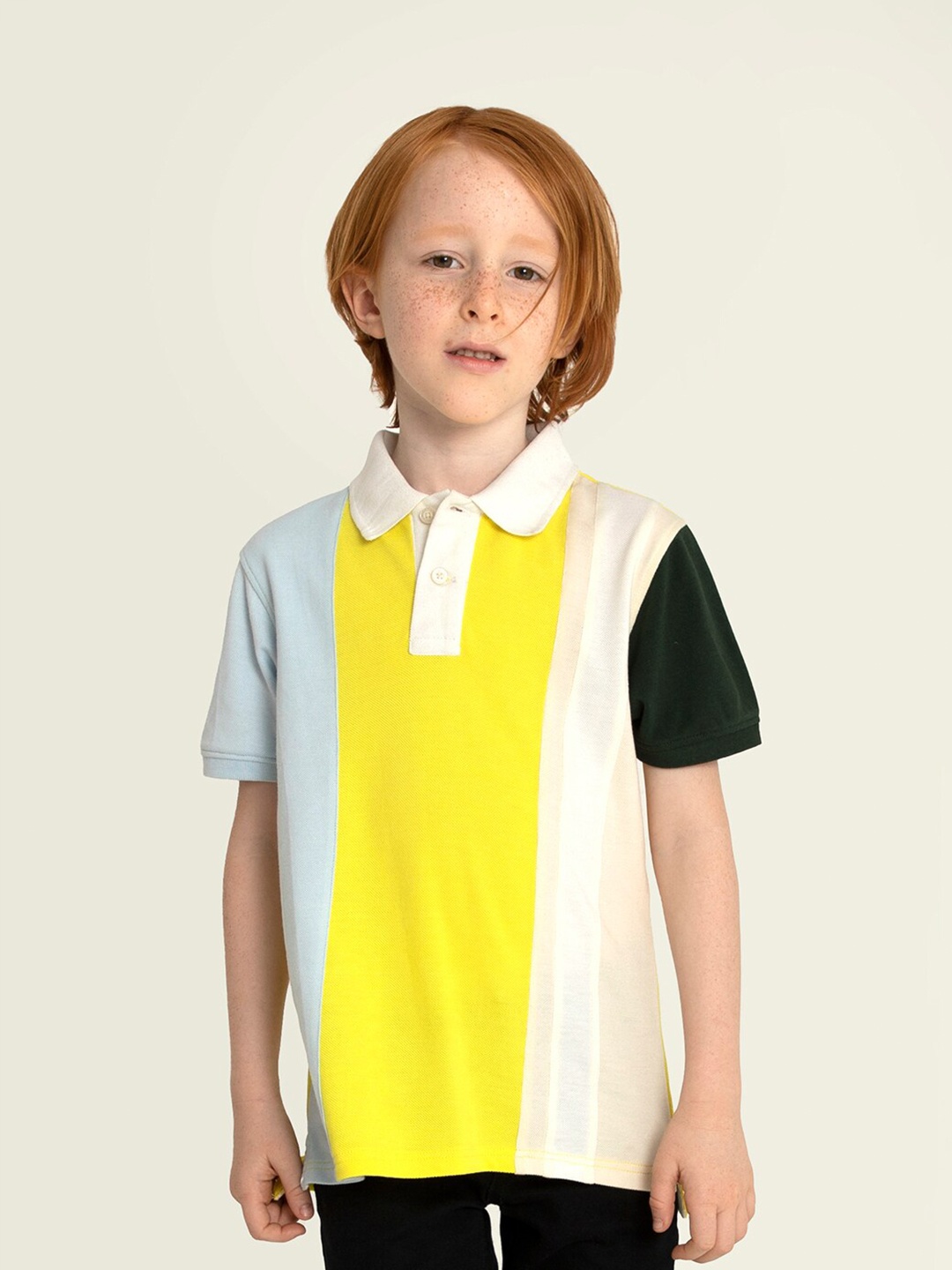 

Cherry Crumble Boys Multicoloured Colourblocked Polo Collar T-shirt, Multi